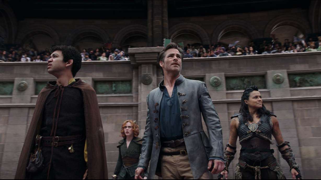 Justice Smith, Sophia Lillis, Chris Pine and Michelle Rodriguez in "Dungeons & Dragons: Honor Among Thieves."