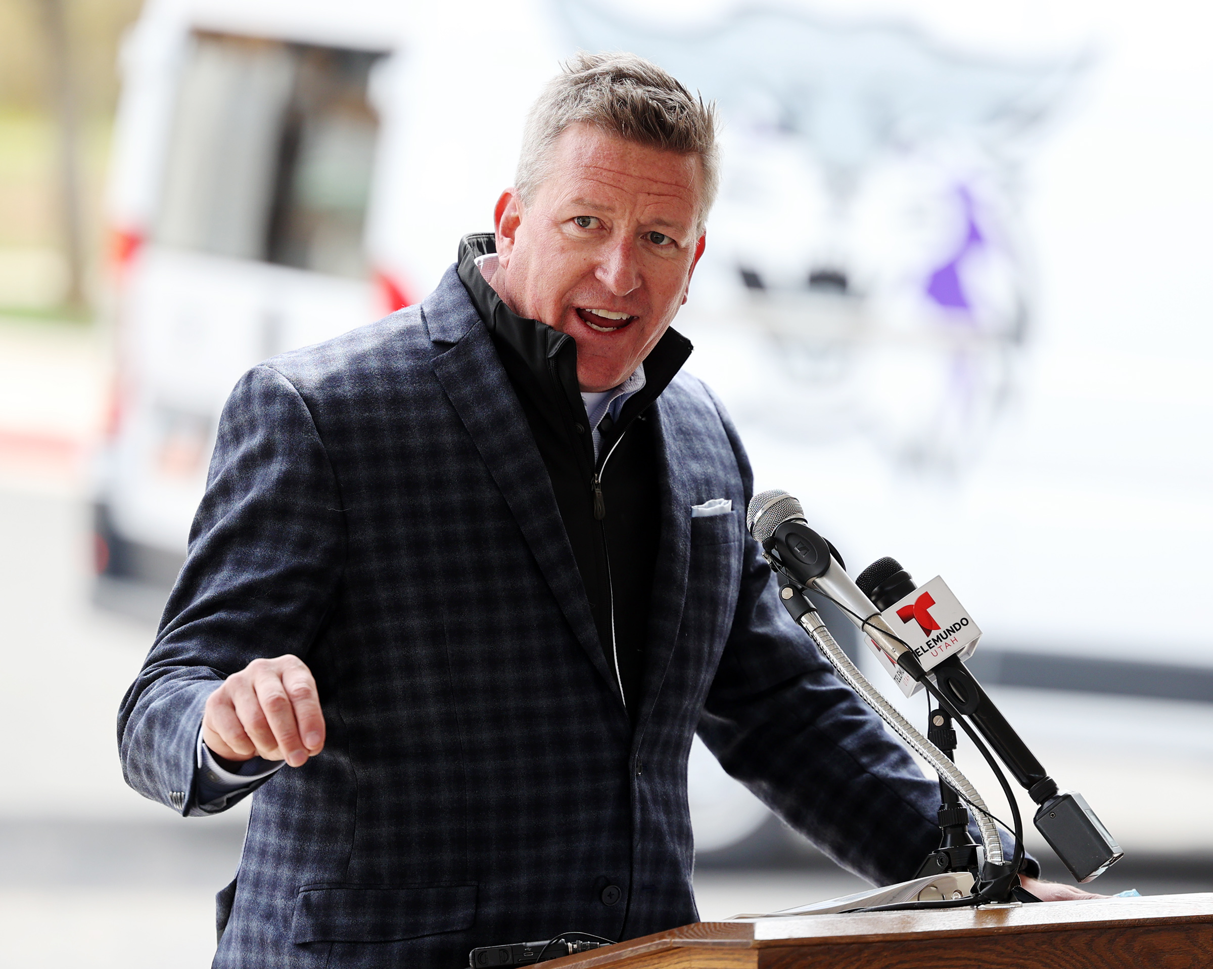 Ogden Mayor Mike Caldwell speaks at Weber State University on April 13, 2021. Caldwell announced Friday that he won't seek a fourth term in office.