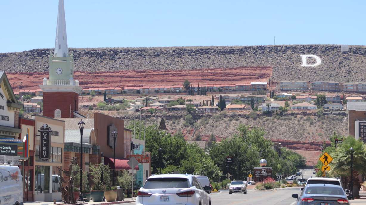 Cars drive in downtown St. George on June 3, 2022. Southwest Utah saw a population increase of over 8,000 people last year, according to new estimates from the U.S. Census Bureau.