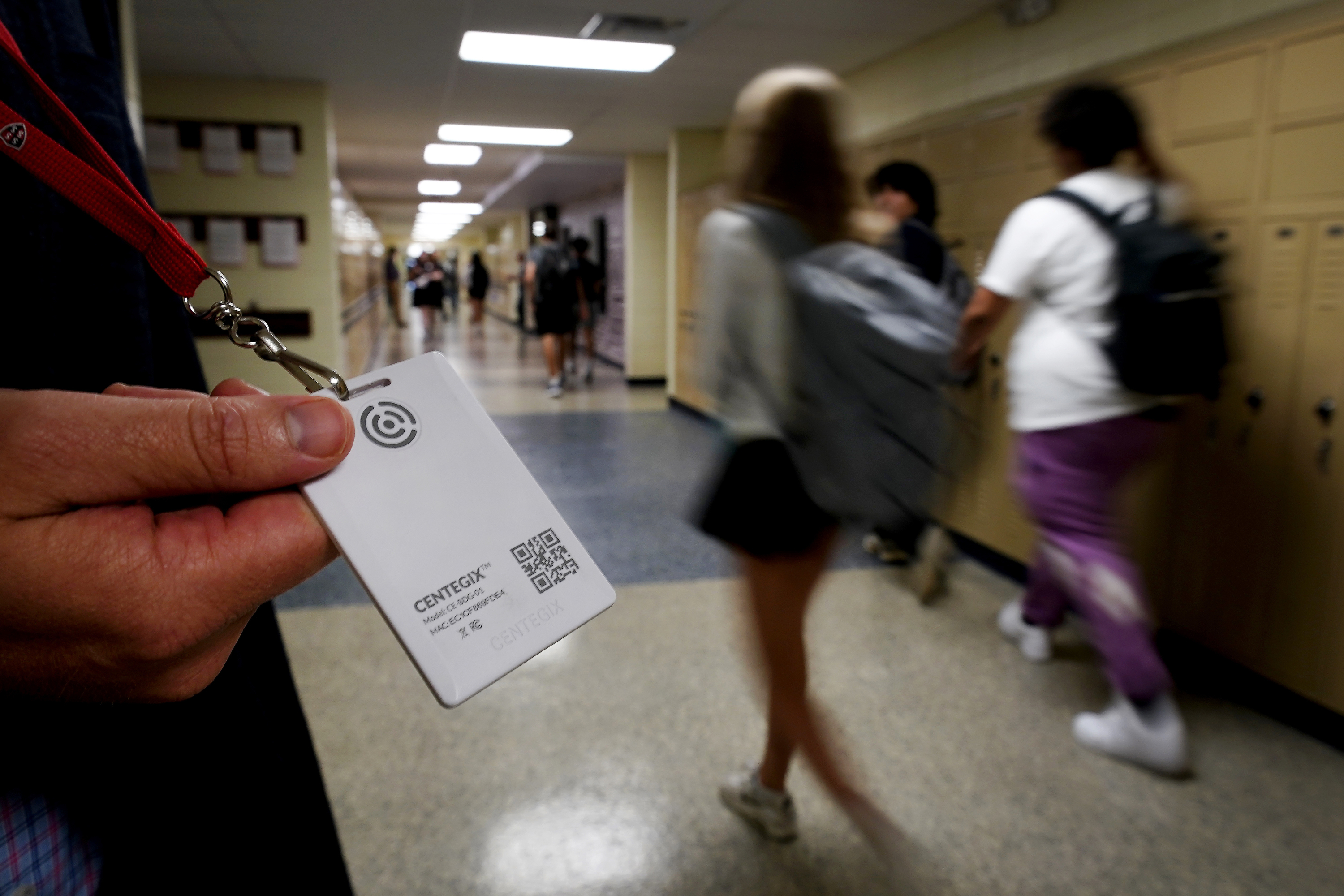 A panic-alert button at Olathe South High School, Aug. 19, 2022, in Olathe, Kansas. In the wake of a deadly elementary school shooting in Tennessee earlier this week, state lawmakers across the country are moving forward with school safety measures. 