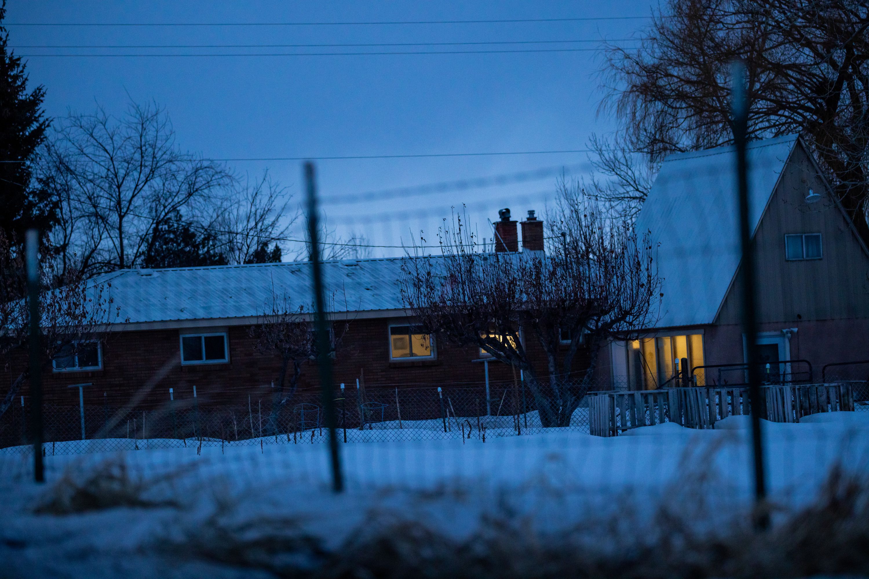 Chad Daybell’s property in Salem, Idaho, is pictured late in the evening on March 29. In June 2020 the remains of JJ Vallow and Tylee Ryan, the children of Chad’s wife Lori Vallow, were found on the property.