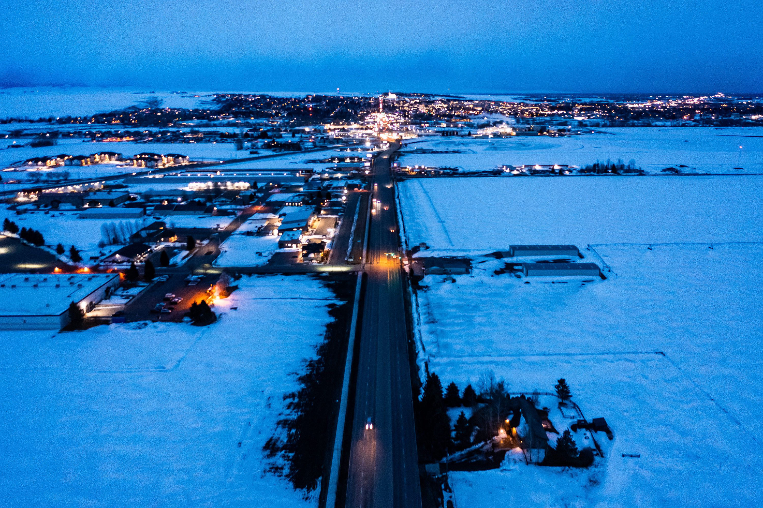 Rexburg, Idaho, is pictured late in the evening on March 29.