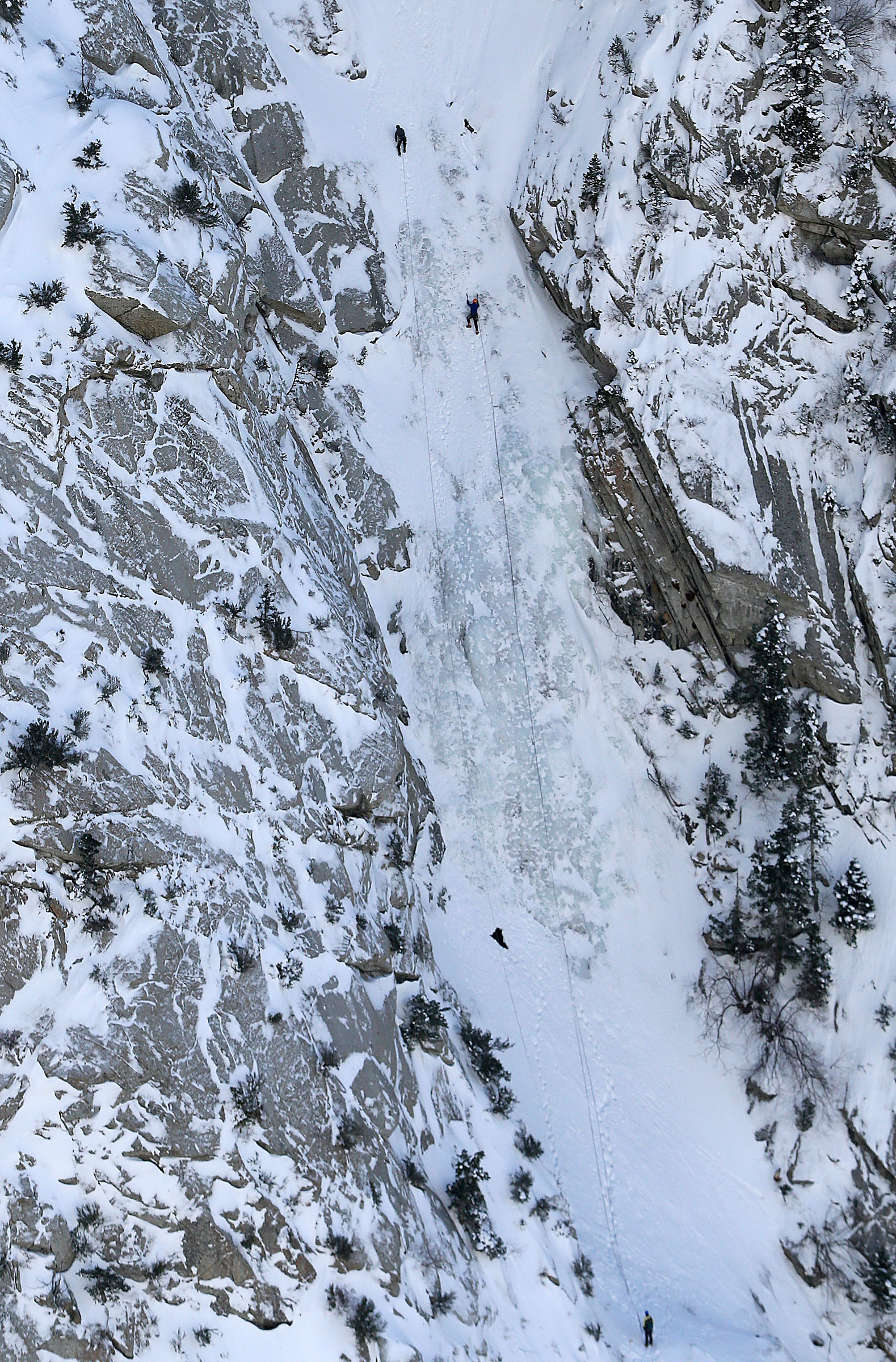 Ice climbers climb in Little Cottonwood Canyon on Feb. 5, 2016. A Salt Lake woman died Sunday while ice climbing near Indian Canyon in Duchesne County.