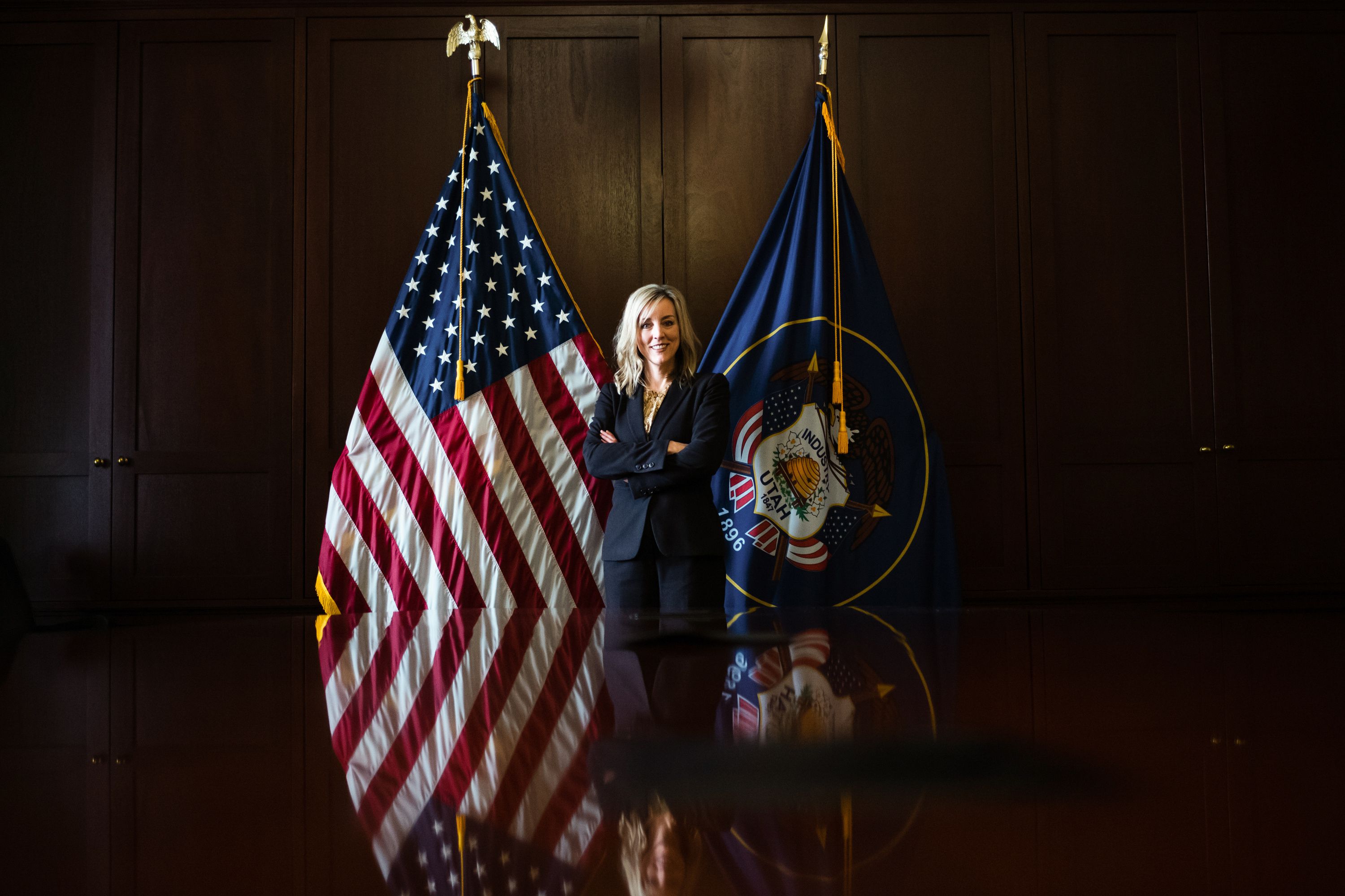Aimee Winder Newton, senior adviser to Utah’s governor and director of the Office of Families, at the Capitol in Salt Lake City on Monday. Since the office opened, the state has made several efforts aimed at helping families. 