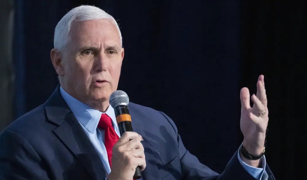 Former Vice President Mike Pence speaks at the National Review Ideas Summit, March 31 in Washington. Pence won't appeal an order to testify in Justice Department's Jan. 6 probe, according to his spokesman. 