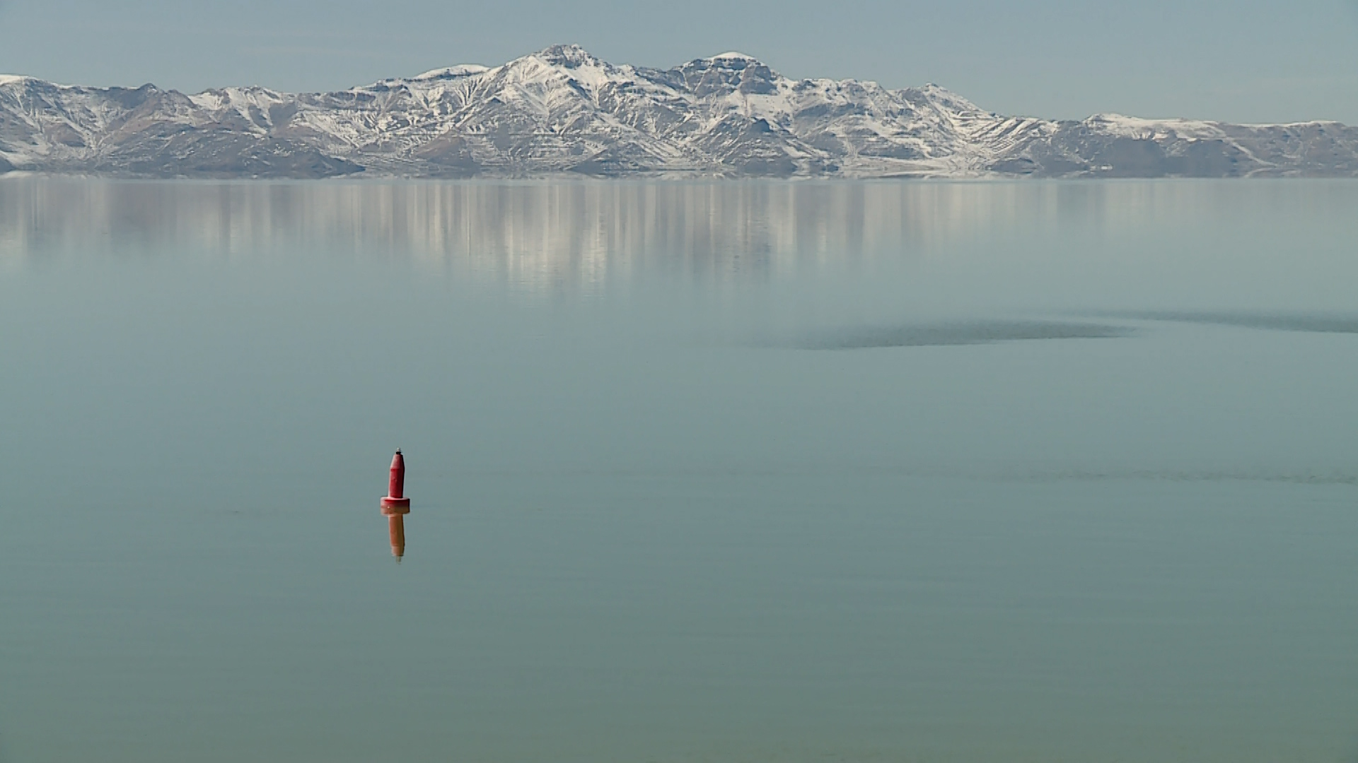 The Great Salt Lake is pictured on Thursday. The water level is rising after recent storms.