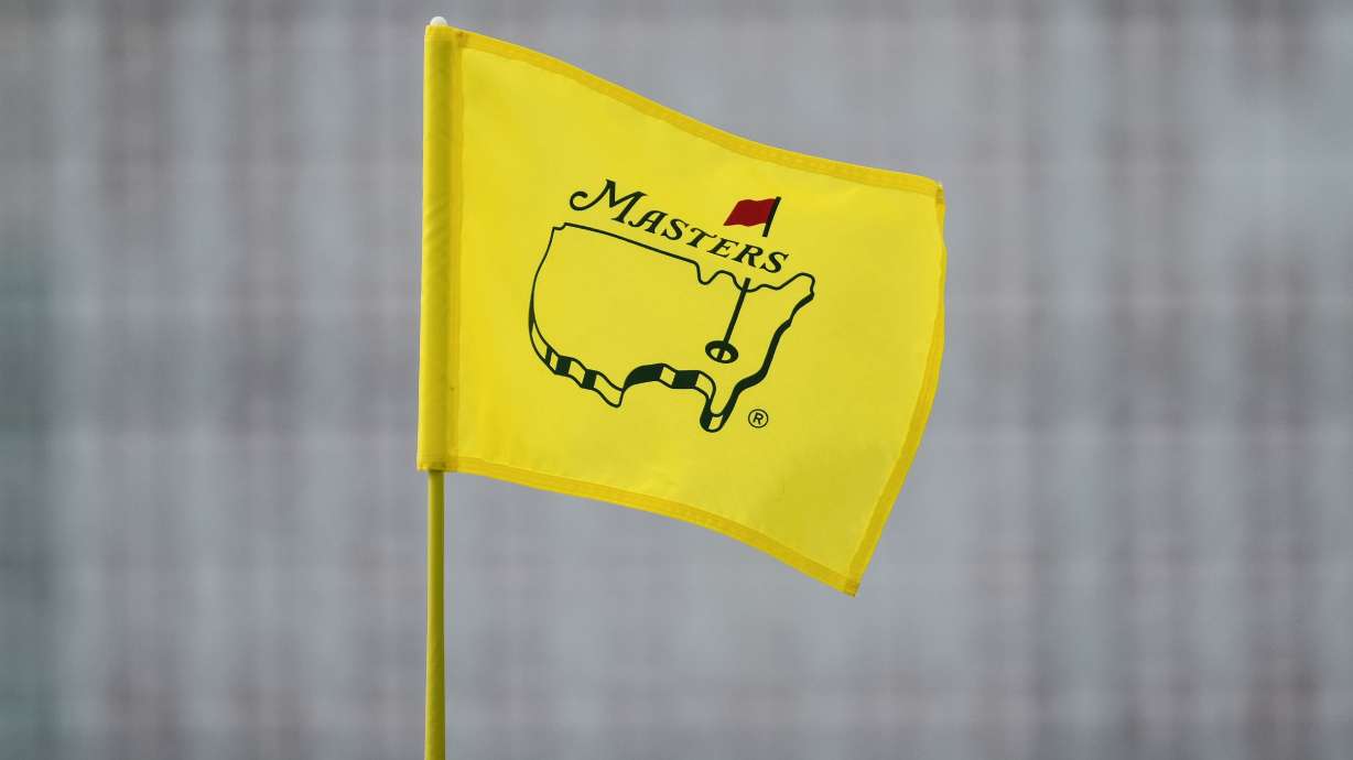 The flag waves on the 17th hole during the first round of the Masters golf tournament at Augusta National Golf Club on Thursday, April 6, 2023, in Augusta, Ga.