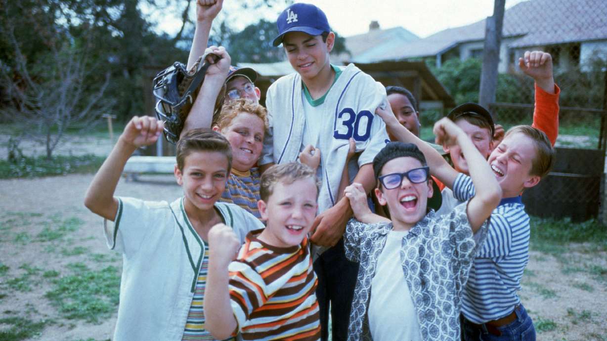 Marty York, Patrick Renna, Shane Obedzinski, Grant Gelt, Mike Vitar, Chauncey Leopardi, Brandon Adams, Victor DiMattia and Tom Guiry in “The Sandlot.”