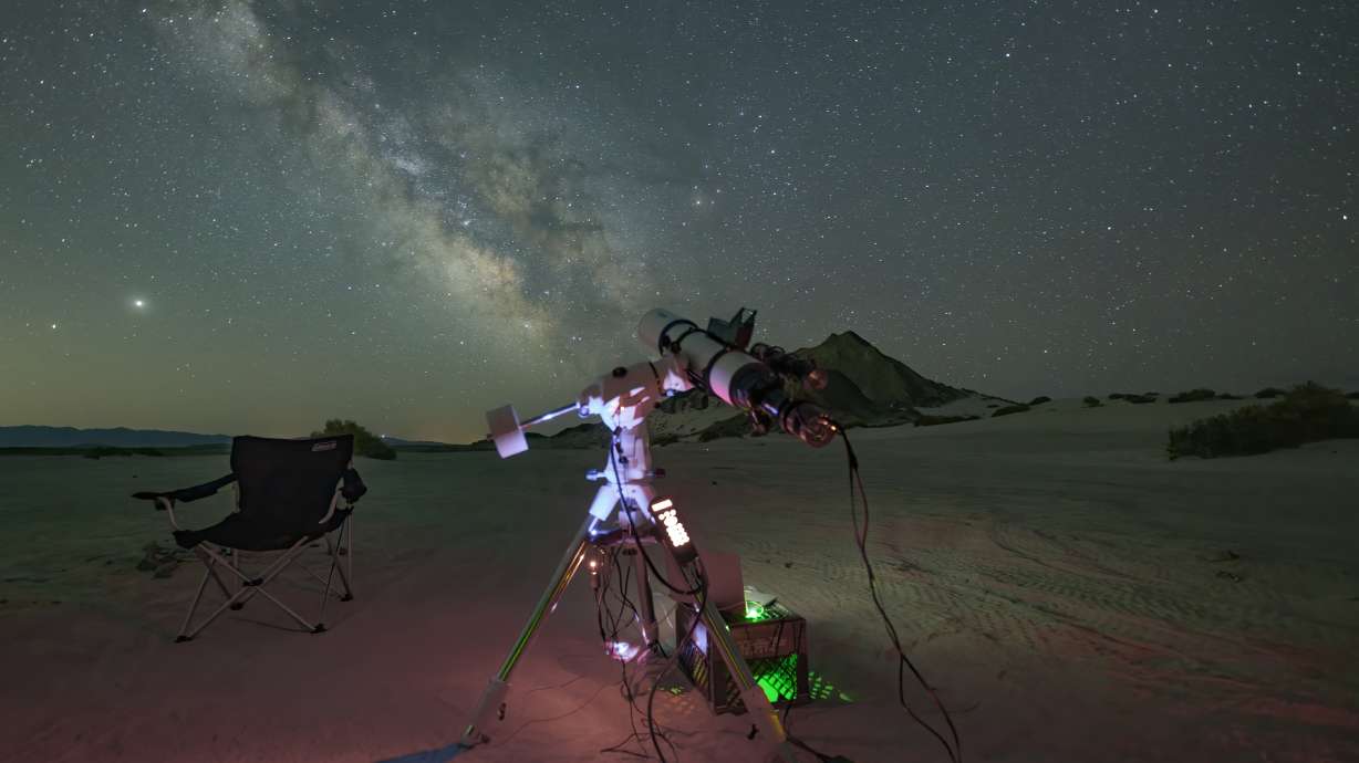 A dramatic night sky showcases the Milky Way Galaxy in this photo taken near Knolls, in north-central Tooele County, Utah.