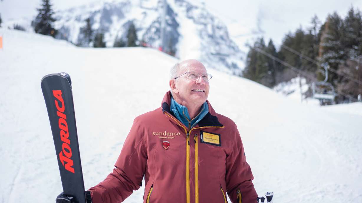 Jerry Warren, Sundance’s director of skiing, poses for a portrait at Sundance Ski Resort on March 30. Warren has decided, at age 75, this will be his last ski season working full time.
