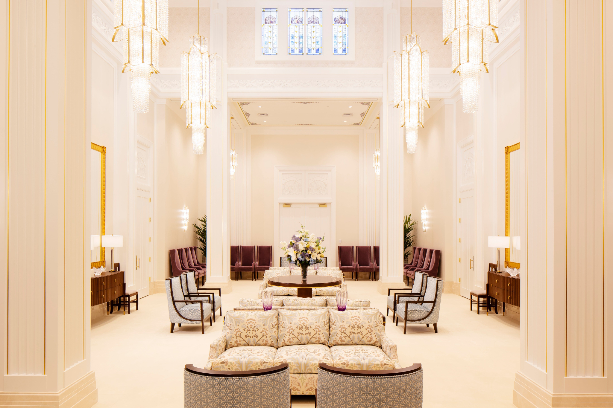 The celestial room of the Saratoga Springs Utah Temple is designed to be a tranquil respite that represents the progression toward Heavenly Father's presence. The open house for the temple began with a media day on Monday; the first day of the public open house will be Saturday.