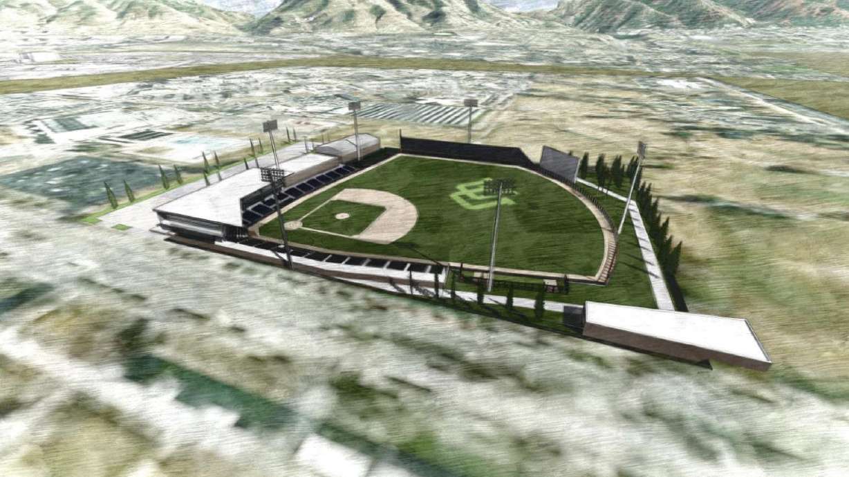 Artist rendering of the proposed baseball stadium on campus to be voted upon by the University of Utah's board of trustees.