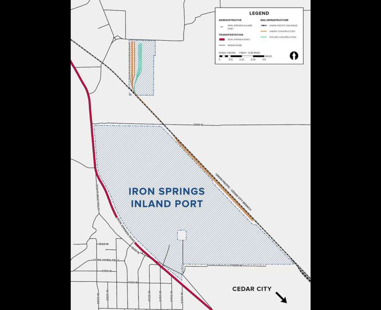 The location of the Iron Springs Inland Port is pictured. A second inland port is coming to the Beehive State, this time in southern Utah. Here's how it's expected to impact the region.