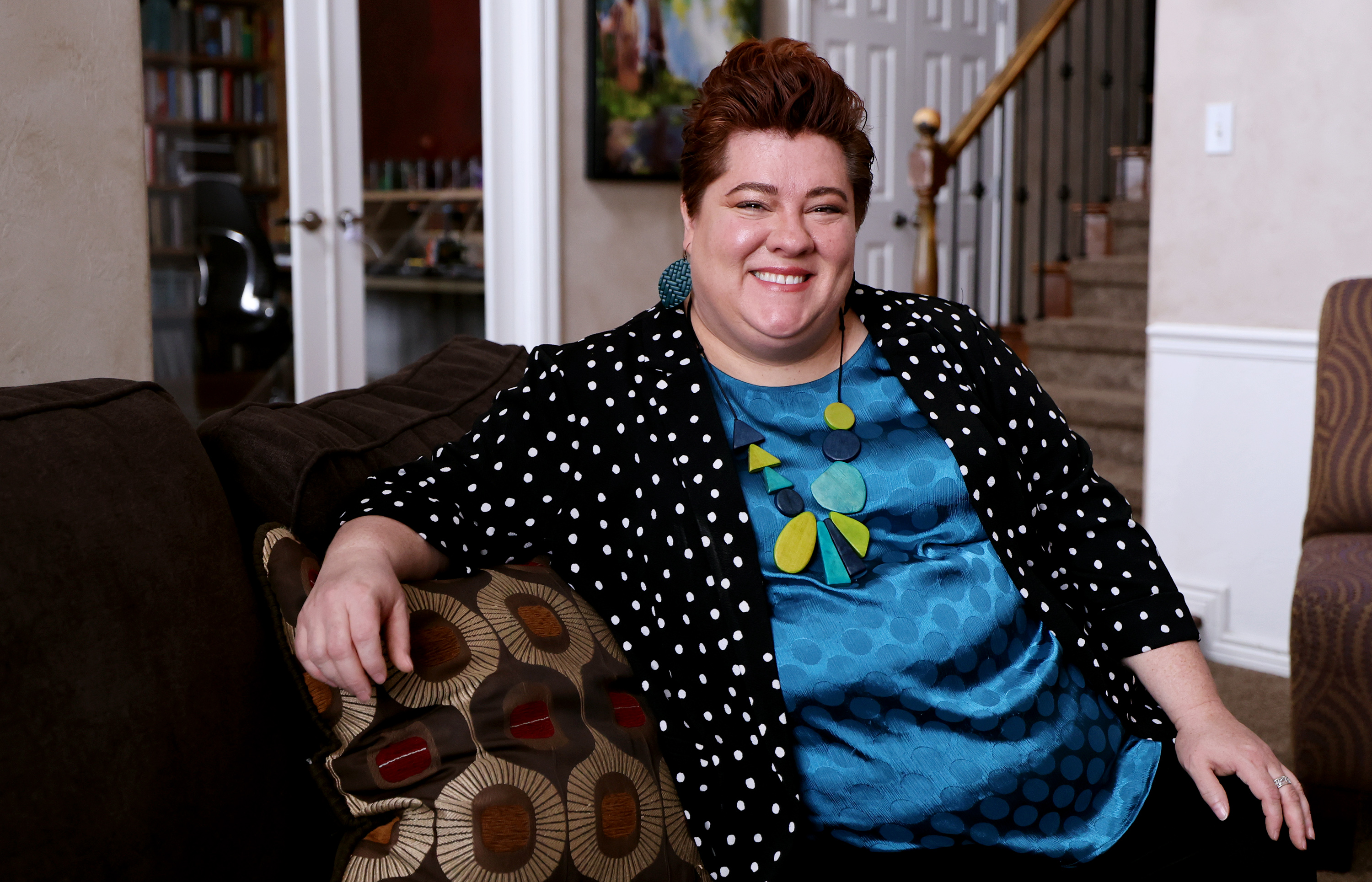 Brittany Brown at her home in American Fork on March 24. Brown founded Ledger Gurus, a company that allows organizations to outsource their bookkeeping and employs primarily women.