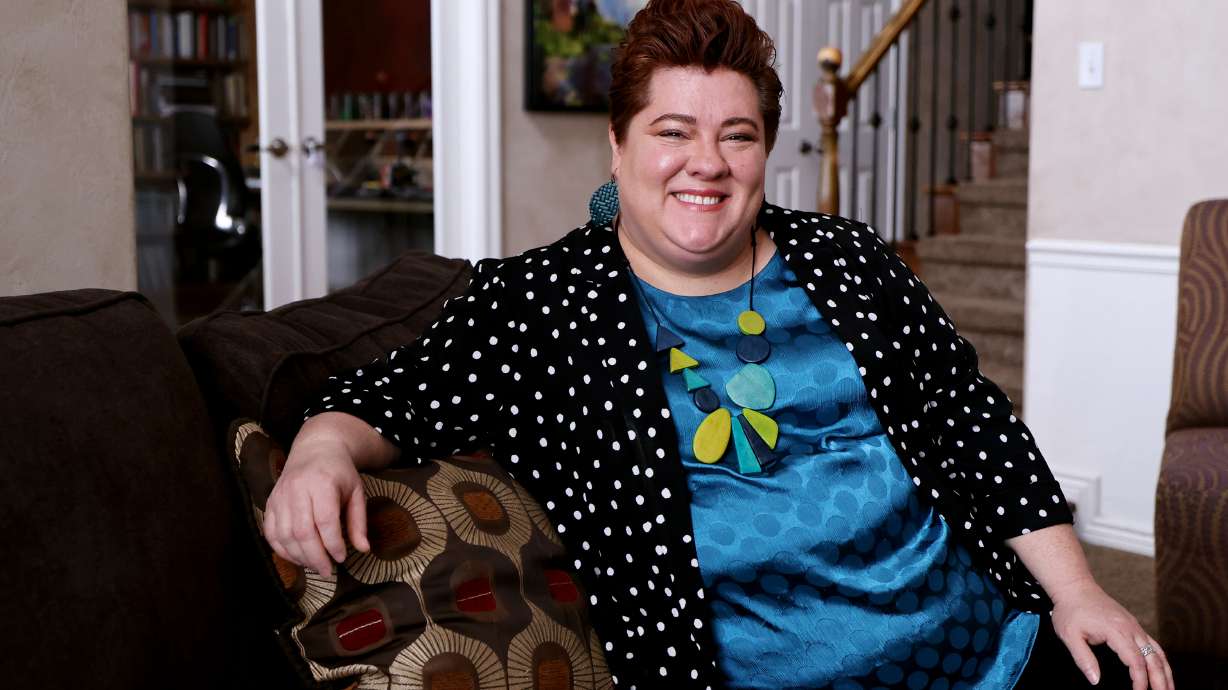 Brittany Brown at her home in American Fork on March 24. Brown founded Ledger Gurus, a company that allows organizations to outsource their bookkeeping and employs primarily women.