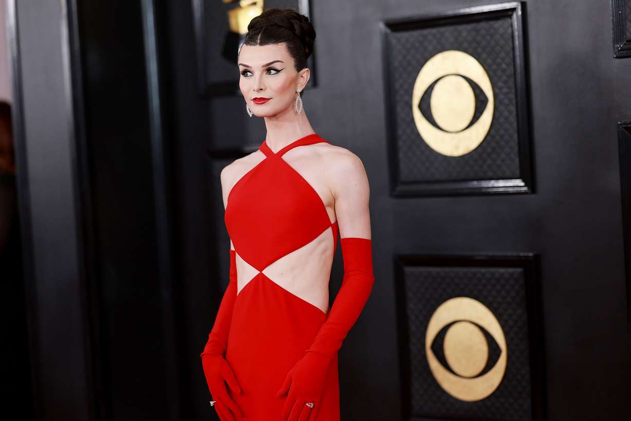 Dylan Mulvaney attends the 65th Grammy Awards on Feb. 5, 2023, in Los Angeles. Mulvaney, who has famously documented her life as a transgender woman on TikTok, addressed a Weber State University gathering Wednesday that was coordinated by the school's student association.