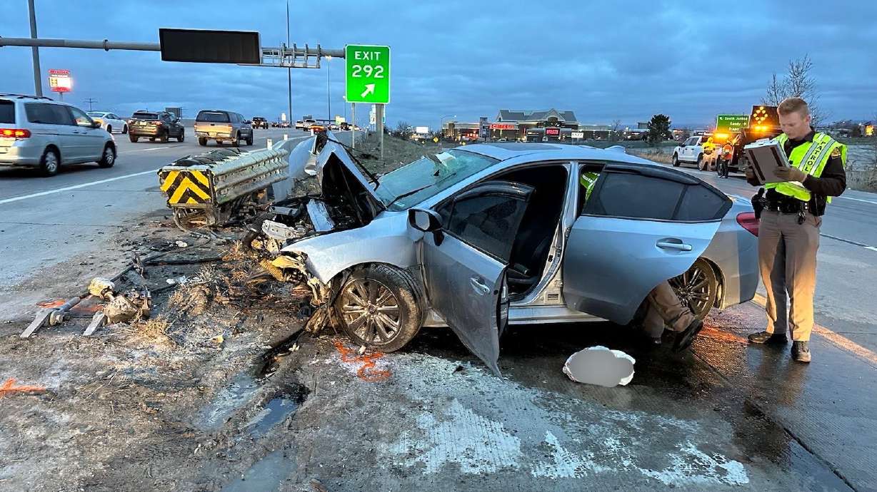 A 20-year-old man was killed Thursday morning when the car he was driving crashed into a barricade as he exited I-15 at 11400 South.