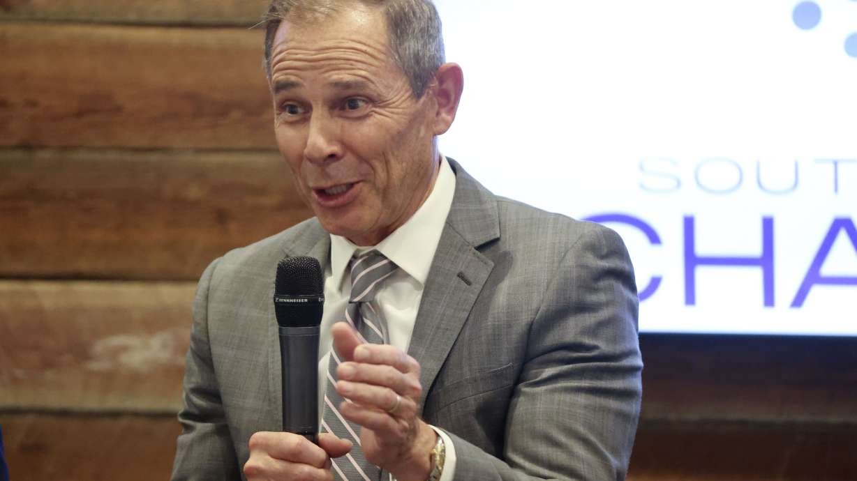 Rep. John Curtis, R-Utah, speaks at Salt Mine Productive in Sandy on Aug. 18, 2022. A spokesperson for Curtis says the congressman doesn't think it "makes sense" for him to run for U.S. Senate in 2024.