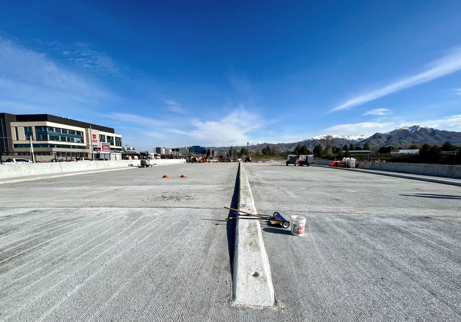 The new 172-foot-wide 1300 East bridge over I-80 on Friday. The bridge was built next to the old bridge and will be moved over to replace the old bridge this weekend.
