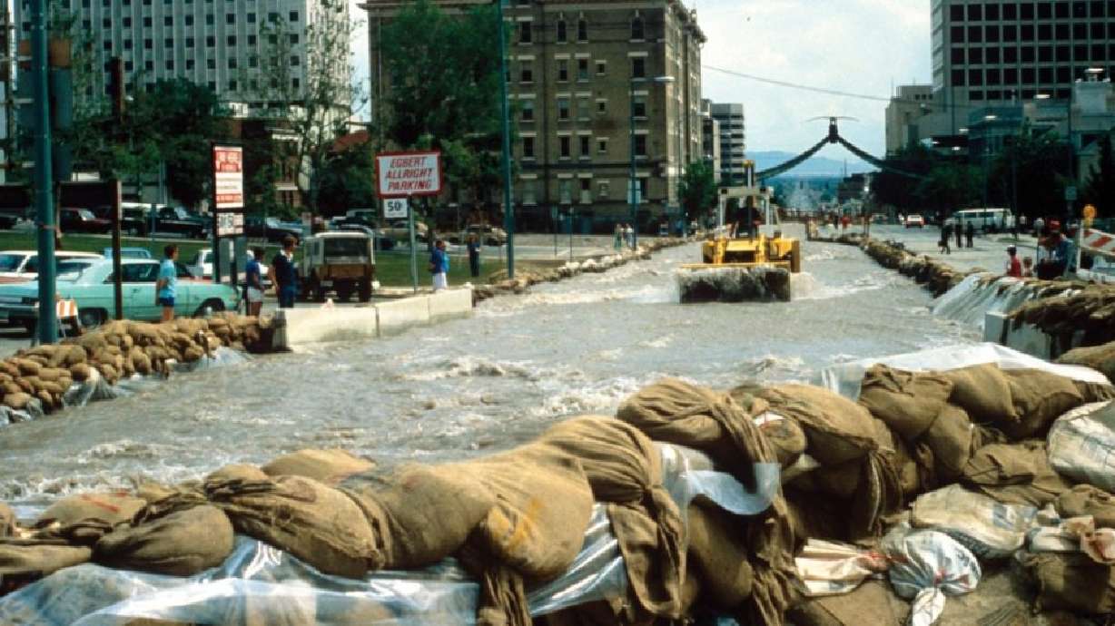 Flooding was overtaking the streets in Salt Lake City, Utah, circa June 1983. Due to similar conditions, public and emergency management officials worry that the 1983 flood will repeat itself.