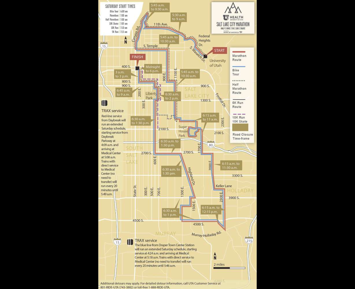 Salt Lake City Marathon to close several roads from downtown to Murray