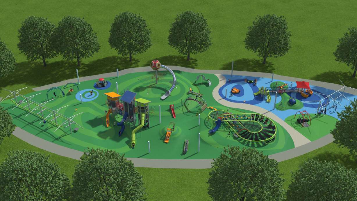 The rendering of an all-abilities playground that will be built at Mountain Ridge Park funded by a family in Highland who donated $500,000.
