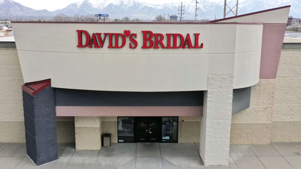 The Salt Lake City location of David’s Bridal on Tuesday. Marriage rates continue to decline, but a shift toward more casual attire for bridal outfits is changing the wedding business.