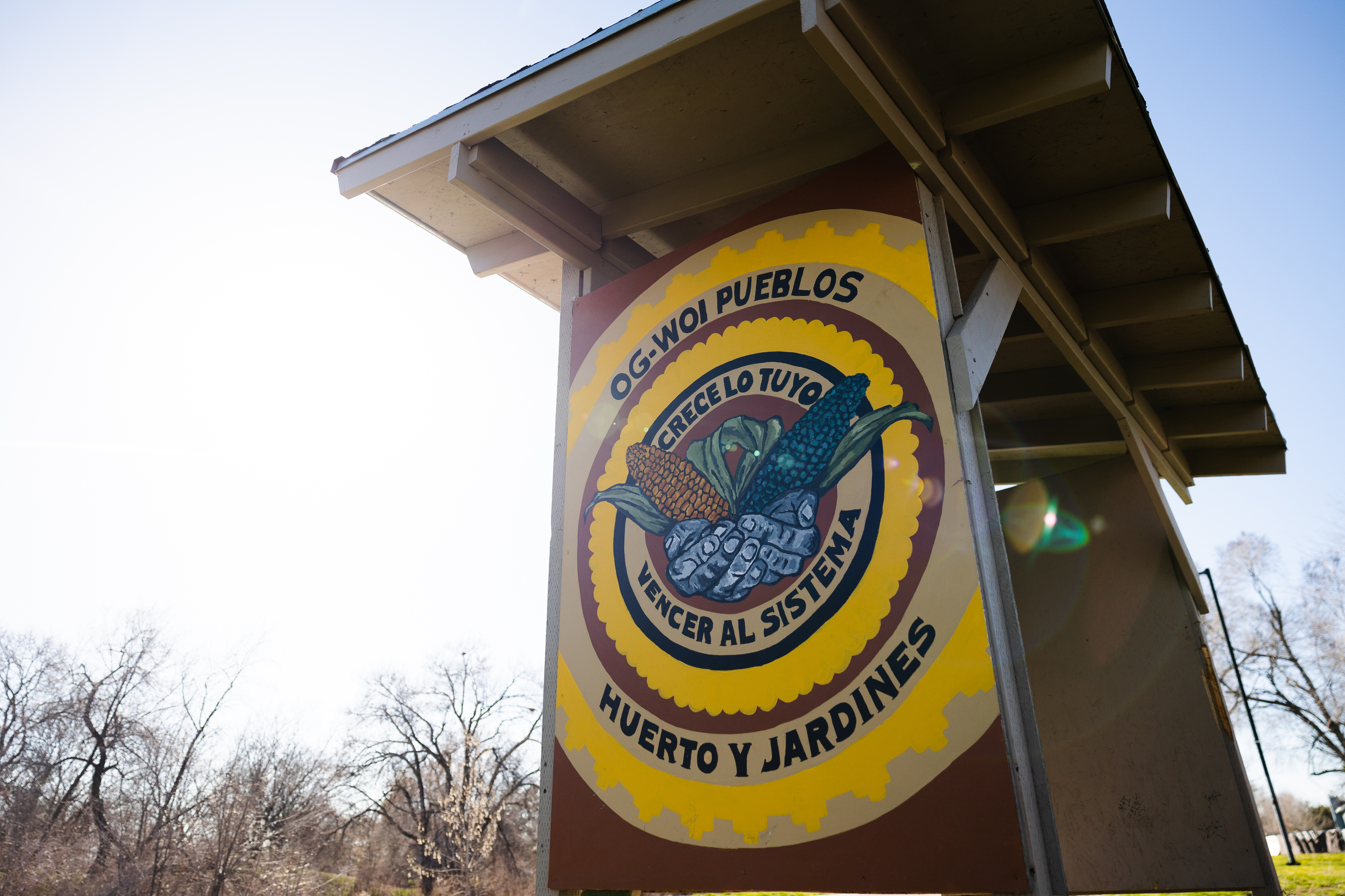 A mural is seen on the side of a shed at the Og-Woi People's Garden in Salt Lake City on April 10, 2023.