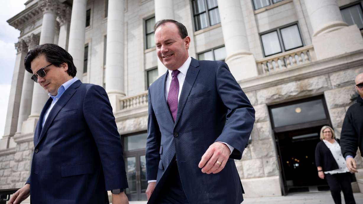 Sen. Mike Lee, R-Utah, is pictured at the Capitol in Salt Lake City on April 14. A plurality of Utahns approve of the job Sen. Mike Lee is doing, but Republicans in the state are particularly happy with Lee's performance.