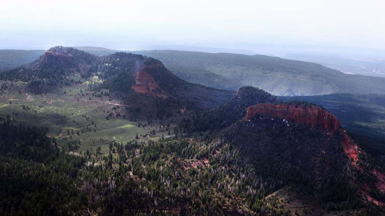 The Bears Ears Buttes, namesake of Bears Ears National Monument, are pictured from the air on May 8, 2017. Five tribes and two governmental agencies signed a cooperative management agreement for Bears Ears National Monument.