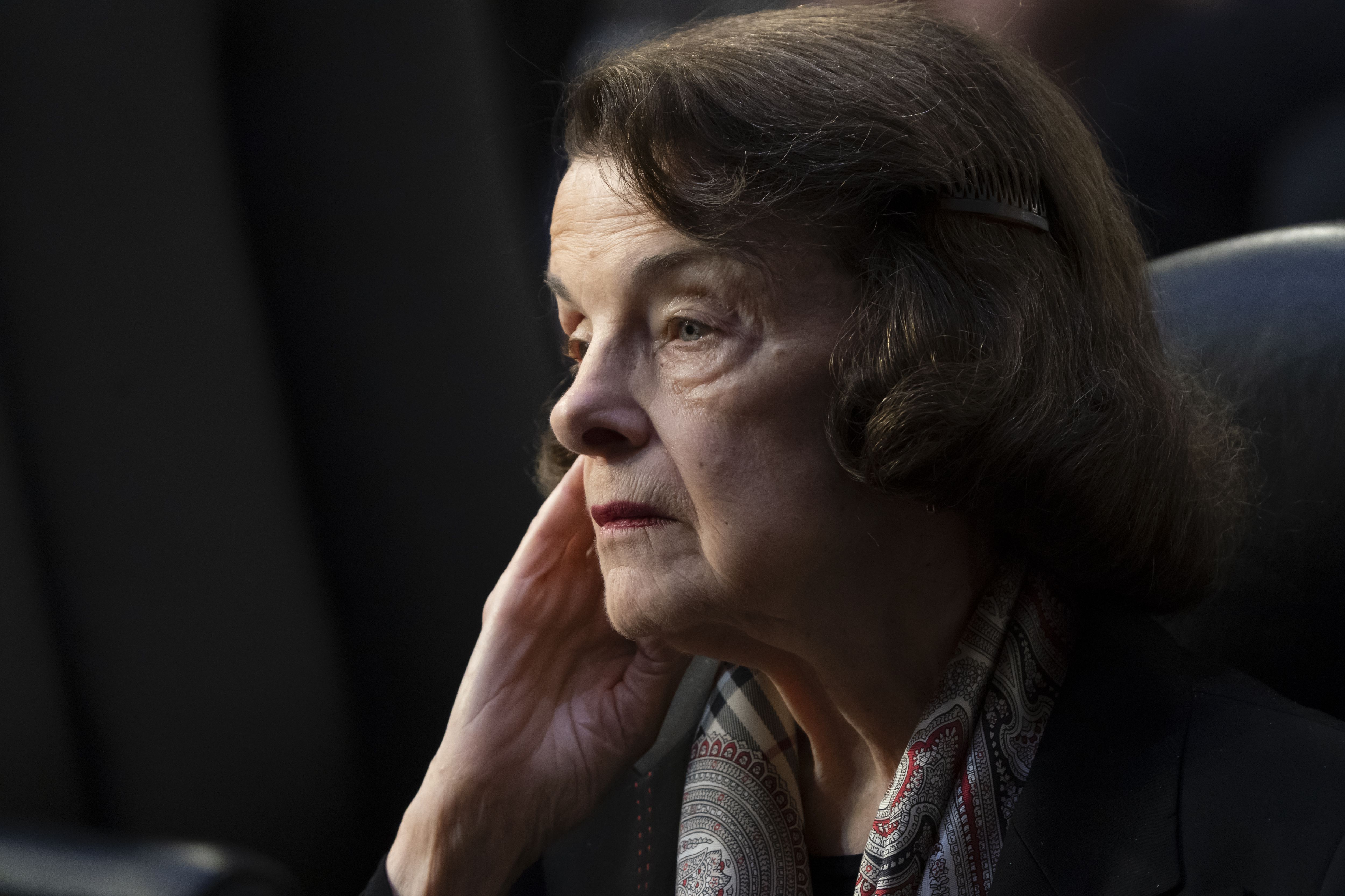 Sen. Dianne Feinstein, D-Calif., in Washington, April 4, 2022. Senate Republicans have blocked Democratic efforts to replace Feinstein on the Judiciary Committee while she is absent due to health issues.