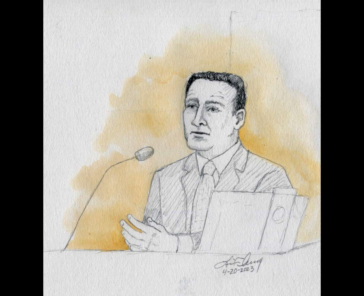 Chandler (Arizona) Police Sgt. Nathan Moffat testifies on Thursday in the Lori Vallow Daybell murder trial in Boise.