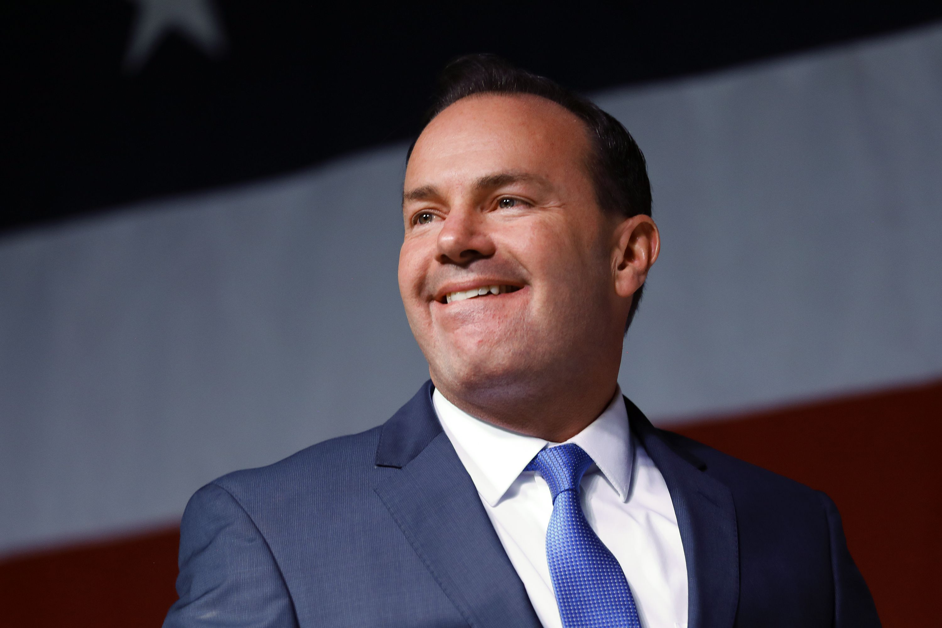 Sen. Mike Lee during the GOP State Convention in Sandy on April 23, 2022. This year's convention, scheduled for Saturday, will feature a keynote address from Florida Gov. Ron DeSantis, who is expected to announce a run for the presidency.