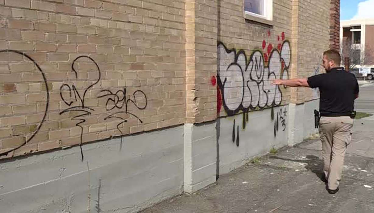 Graffiti is seen in downtown Tooele Thursday.