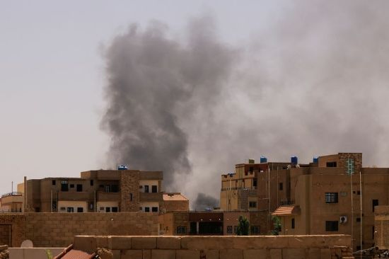 Smoke is seen rise from buildings during clashes between the paramilitary Rapid Support Forces and the army in Khartoum North, Sudan, Saturday. April 22, 2023.