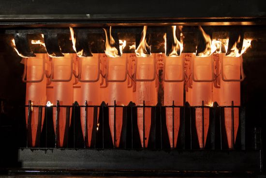 The 155 mm M795 artillery projectiles are manufactured at the Scranton Army Ammunition Plant in Scranton, Pa., April 13. One of the most important munitions of the Ukraine war comes from a historic factory in this city built by coal barons, where tons of steel rods are brought in by train to be forged into the artillery shells Kyiv can’t get enough of — and that the U.S. can’t produce fast enough.