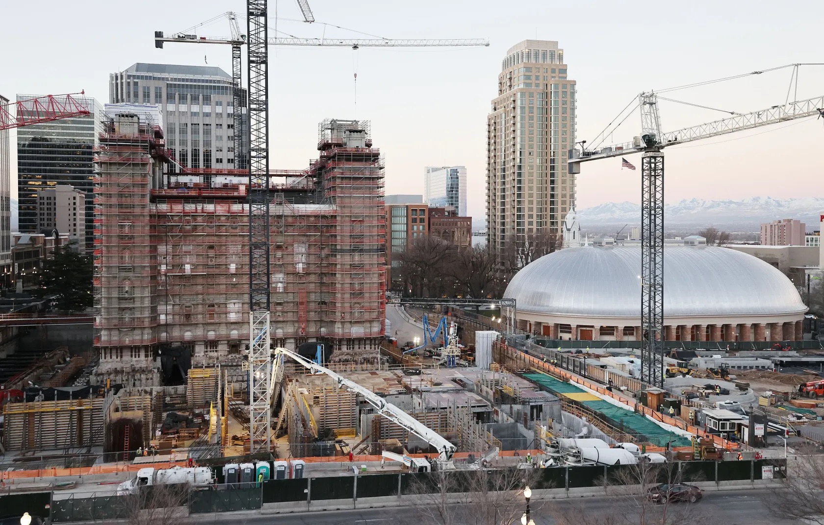 Renovation of the Salt Lake Utah Temple continues in Salt Lake City on April 11.