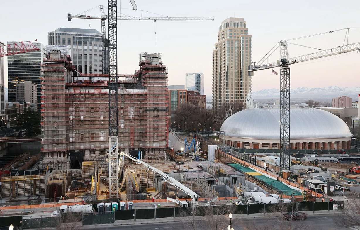 Renovation of the Salt Lake Utah Temple continues in Salt Lake City on April 11.
