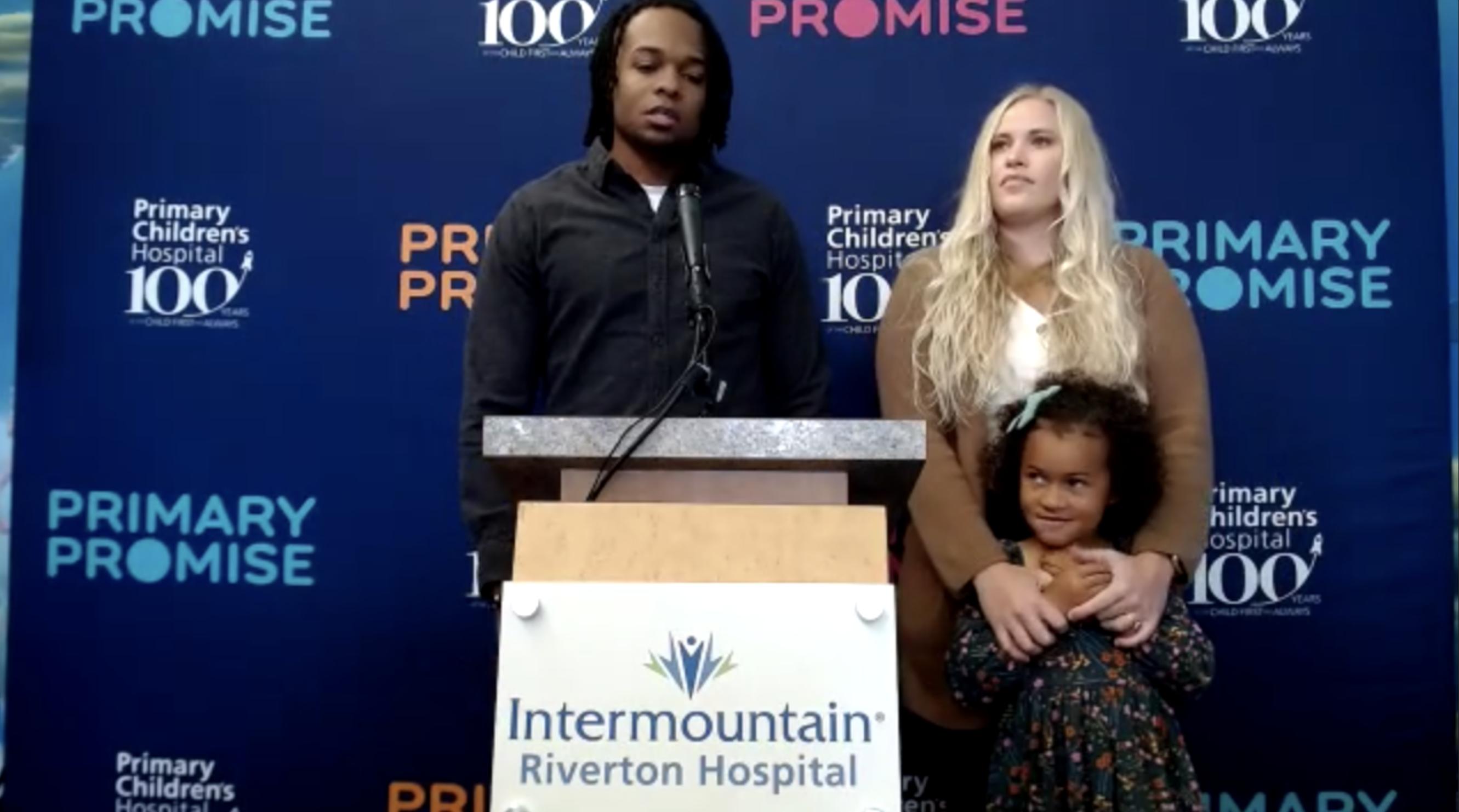 Tariq and Shayna Staton, parents of 5-year-old Jazarah, spoke at a press conference Monday about preventing window falls. Jazarah fell out a window and was admitted into the intensive care unit at Primary Children's Hospital two years ago. 
