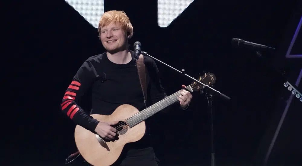 Ed Sheeran performs at Z100's iHeartRadio Jingle Ball on Dec. 10, 2021, in New York. Jury selection and opening statements are expected to begin Monday in a trial that mashes up Ed Sheeran's “Thinking Out Loud” with Marvin Gaye's “Let's Get It On.” 