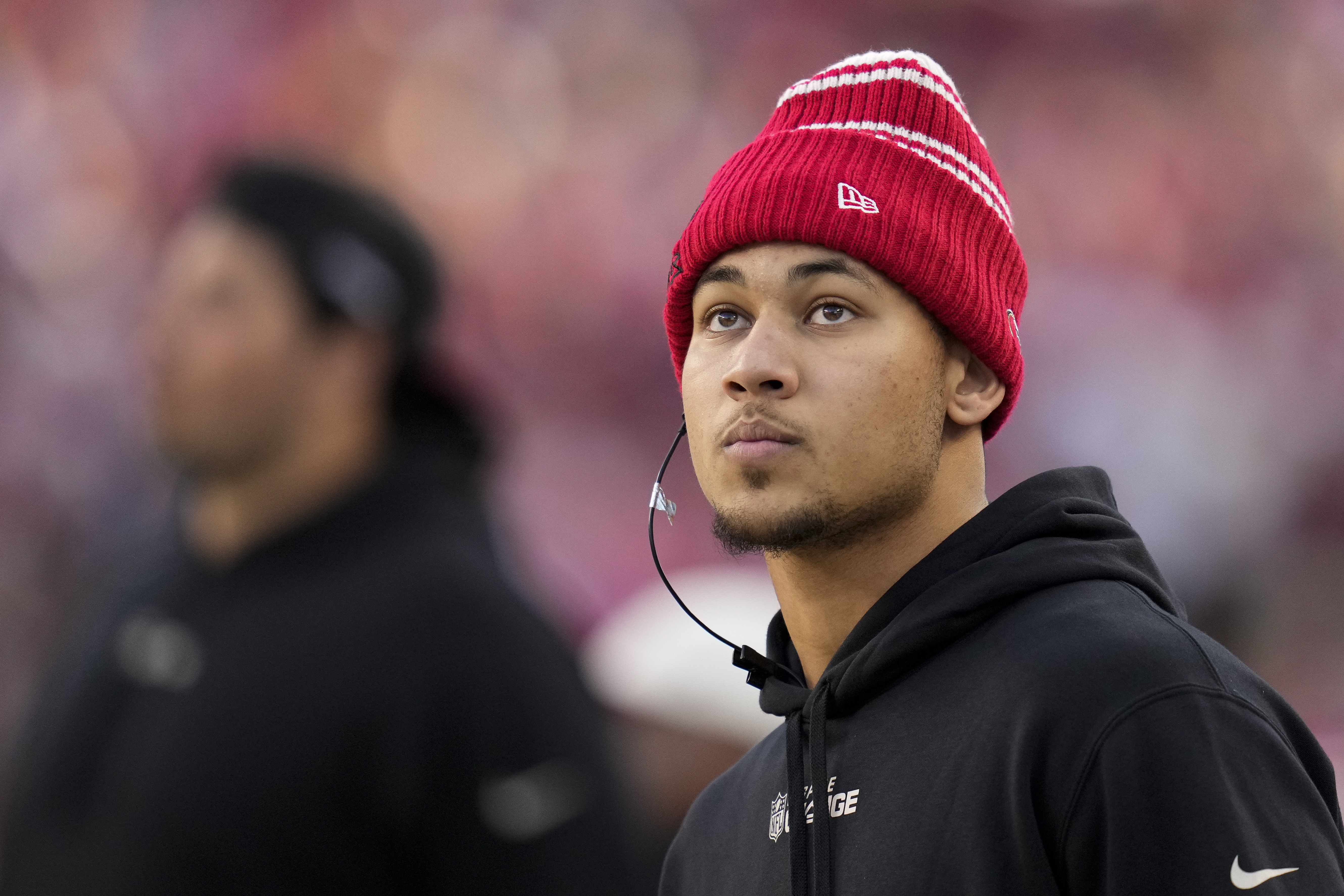 FILE - San Francisco 49ers quarterback Trey Lance watches during the second half of an NFL football game against the Washington Commanders, Saturday, Dec. 24, 2022, in Santa Clara, Calif. Whether it's the Jets giving away three extra second-round picks to move up and take San Darnold third overall in 2018 or the 49ers giving up three first-round picks to draft Trey Lance third overall in 2021 only to have him start four games his first two seasons, there have been many misses.