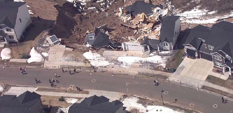 A Utah geologist looks from KSL-TV's Chopper 5 at the Draper landslide on April 22 that destroyed two homes and caused nearby residents to evacuate.