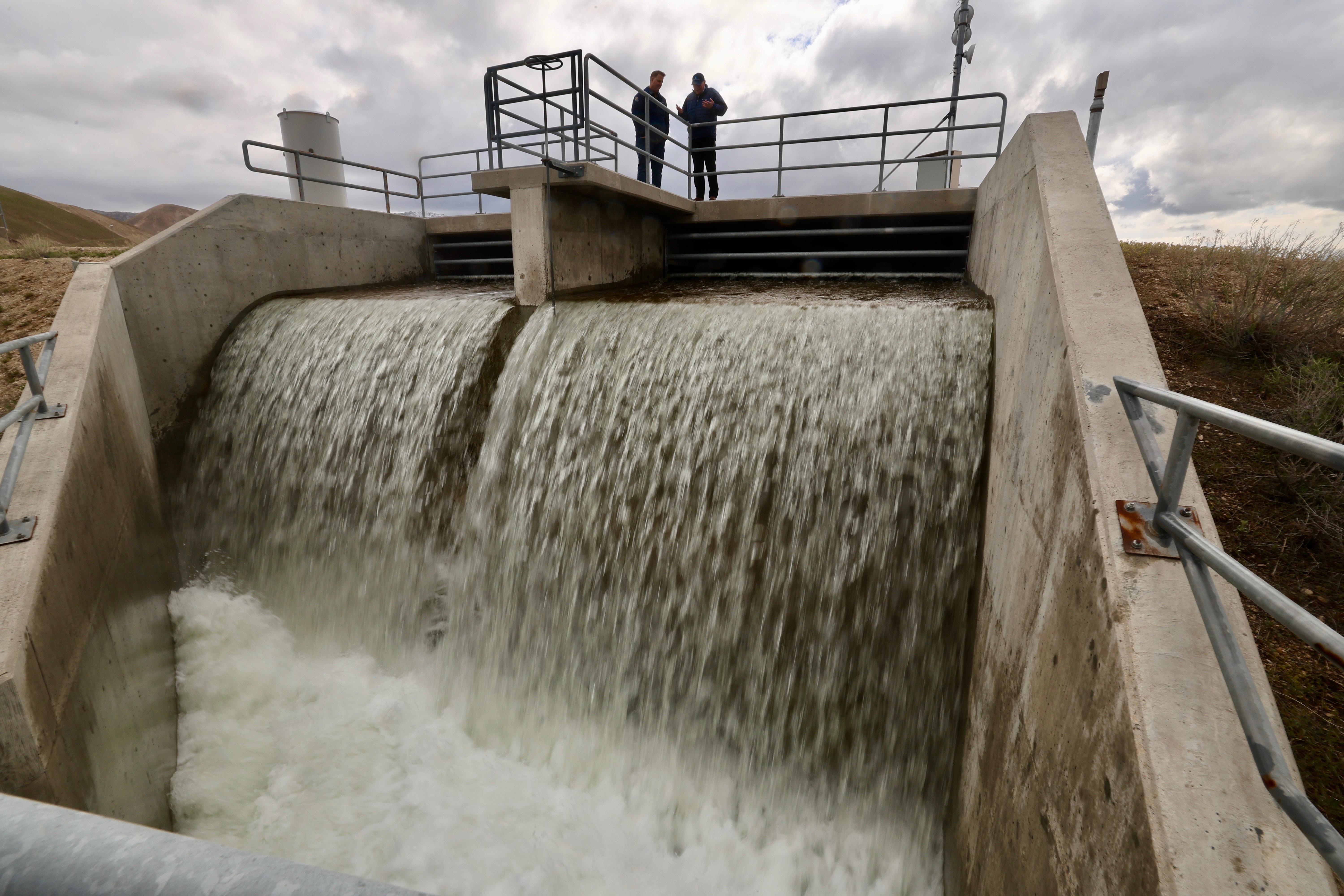 Water begins to flow at Point of the Mountain in Draper as the Central Utah Water Conservancy District redirects it to the Great Salt Lake. The flood control effort will divert 50 million gallons per day.