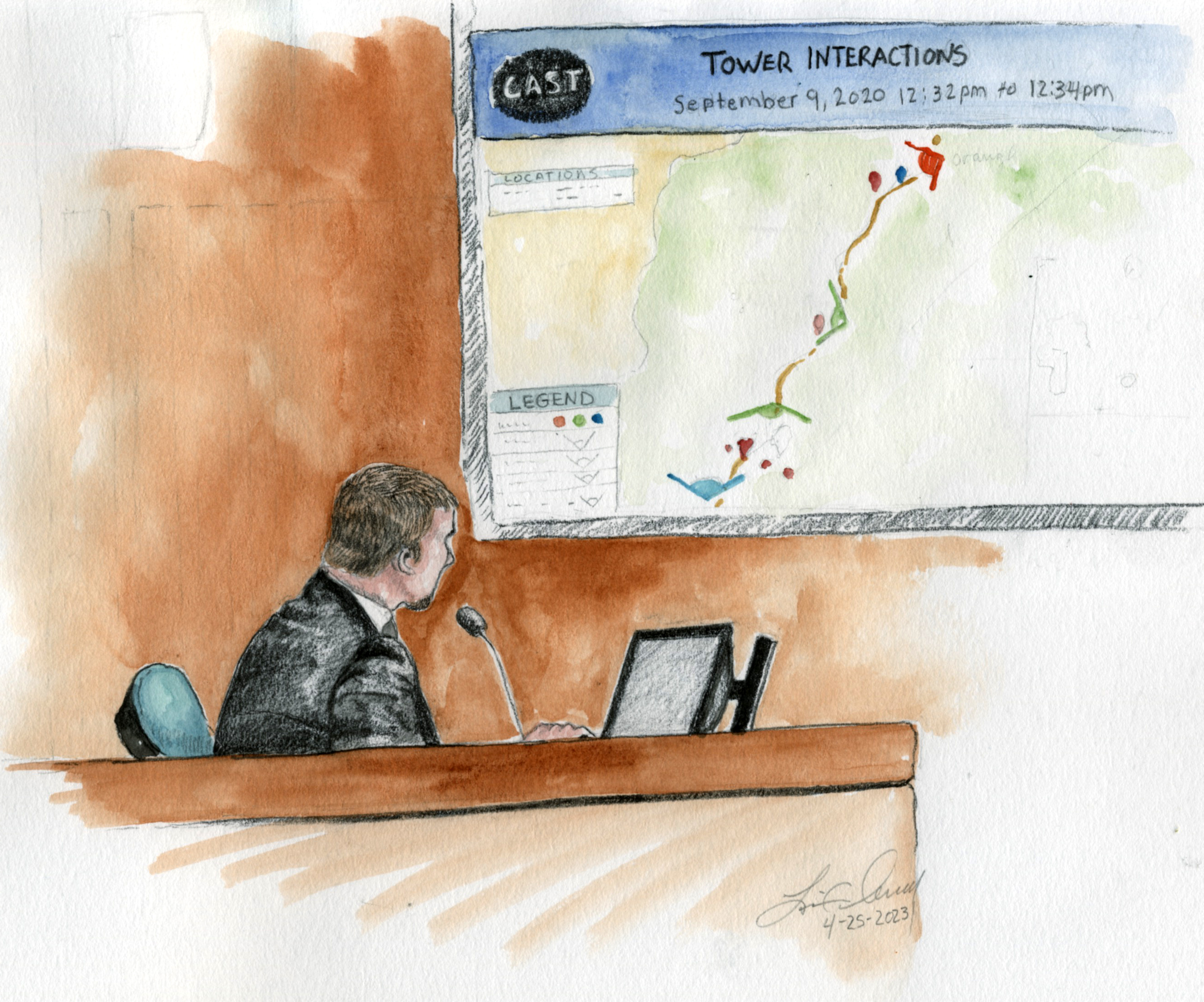 Nick Ballance testifies about location data in the murder trial for Lori Vallow Daybell in Boise on Tuesday.