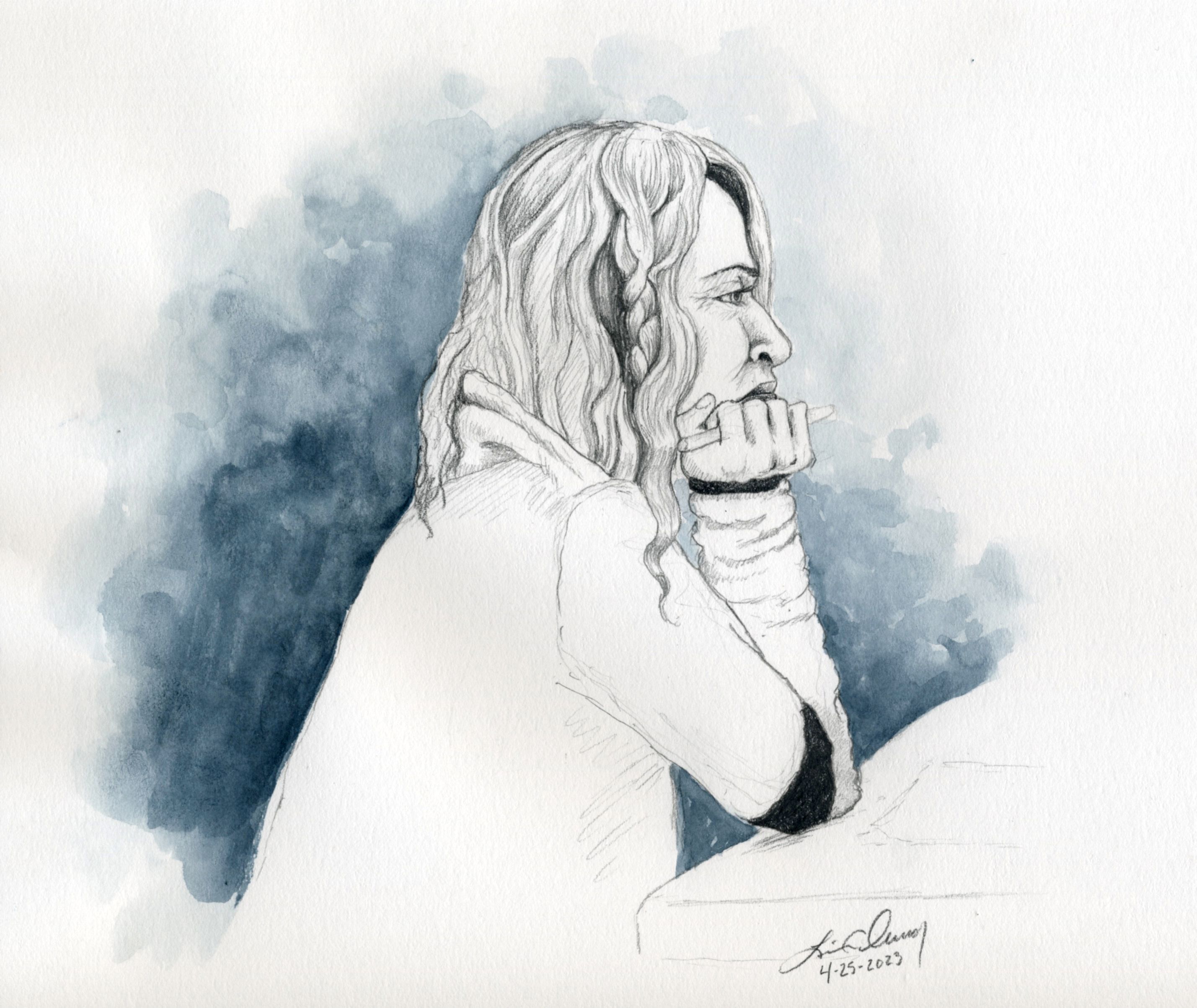 Lori Vallow Daybell sits at her trial in Boise on Tuesday. She is charged with murder for the deaths of her two children.