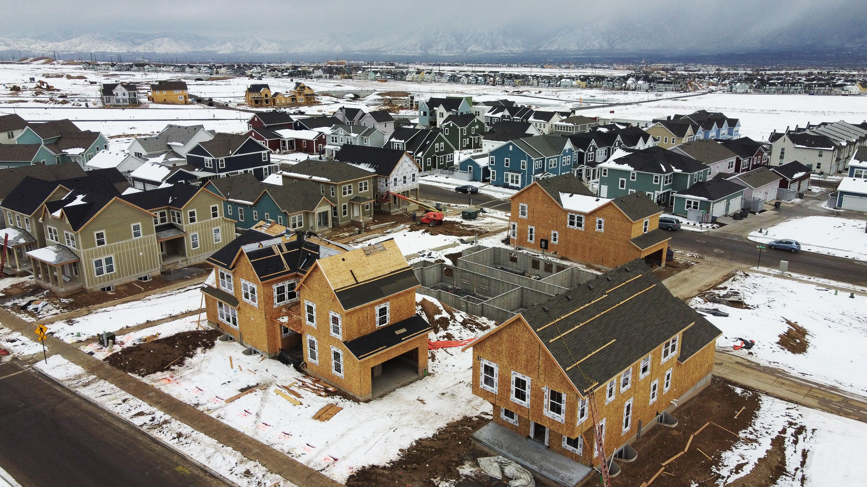 Homes are under construction in South Jordan on Dec. 21, 2022. Utah ranks in the top 10 most “difficult” states for first-time homebuyers, with an average of over $70,000 in cash needed up front for a down payment.