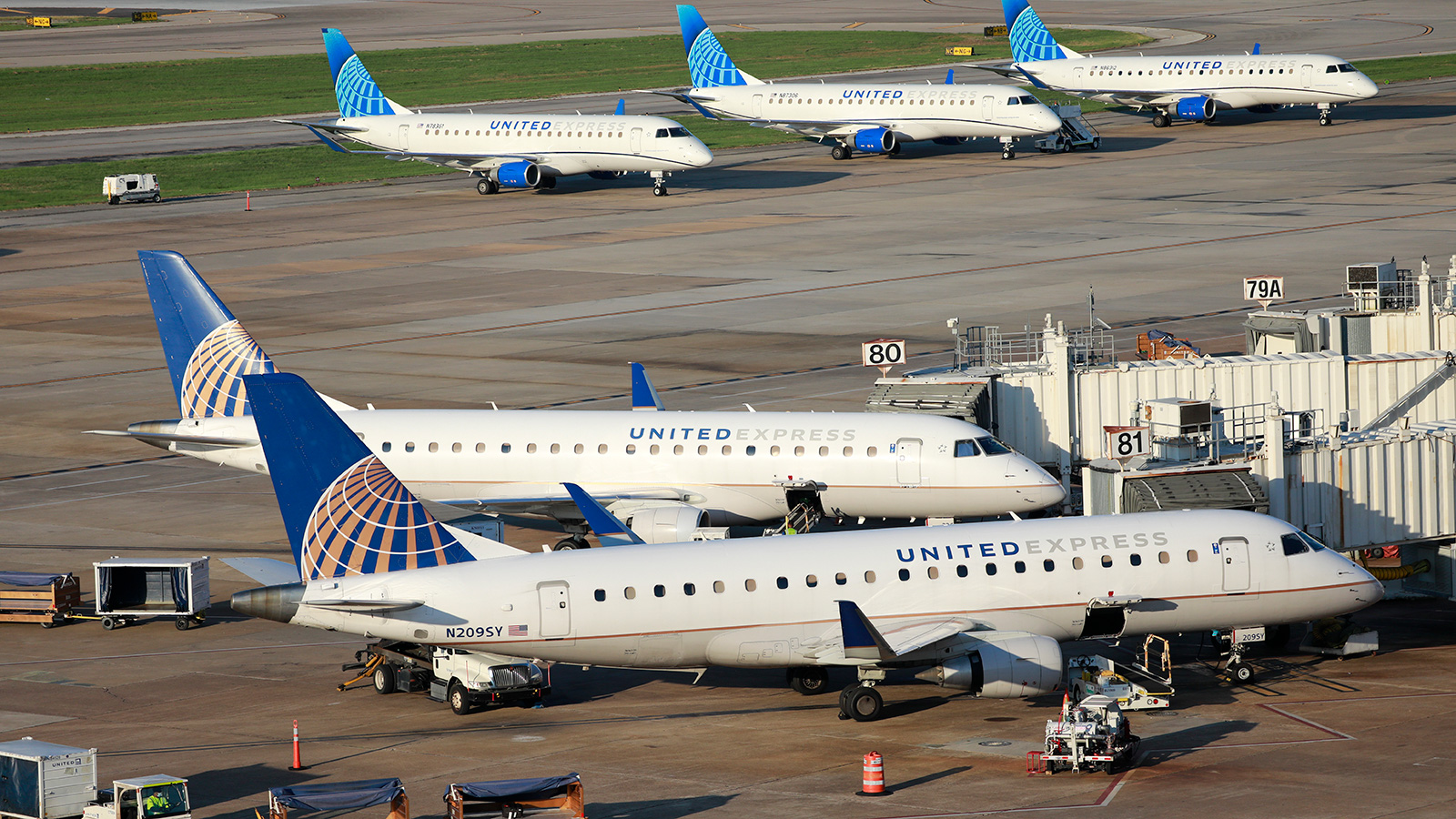 United Airlines planes are seen at George Bush Intercontinental Airport on Sept. 22, 2022.
