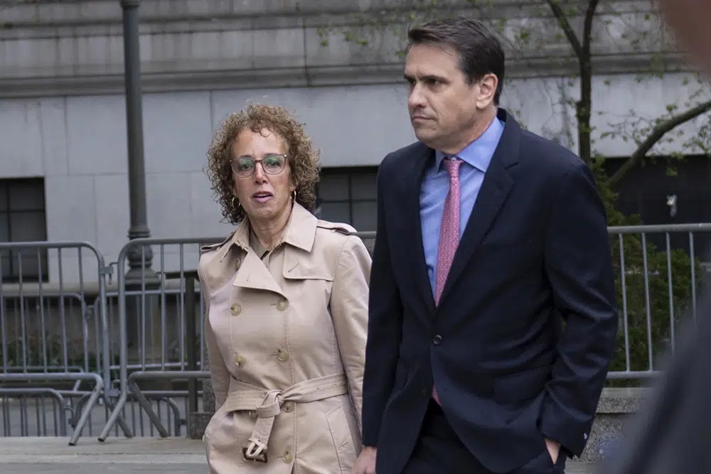 Former President Donald Trump's lawyer Susan Necheles, left, walks into the courthouse Tuesday in New York. A jury of six men and three women was chosen Tuesday to hear a former advice columnist E. Jean Carroll’s lawsuit accusing former Trump of raping her in the 1990s.