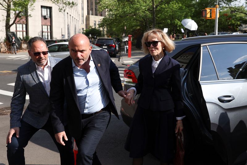 E. Jean Carroll, former U.S. President Donald Trump rape accuser, arrives at Manhattan Federal Court, in New York City, U.S. on Wednesday. 
