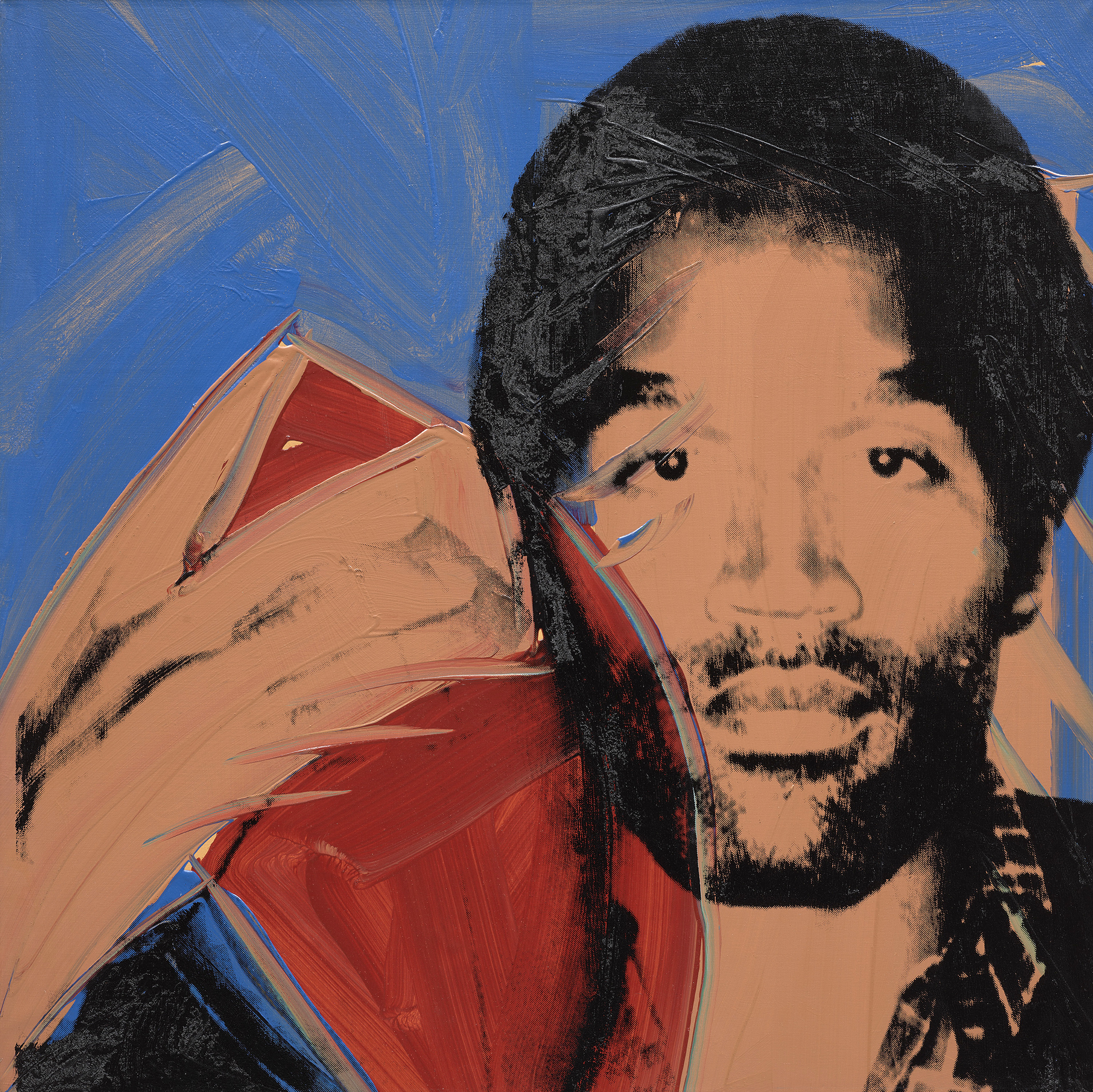 This image released by Phillips shows "O.J. Simpson," an acrylic and silkscreen ink on canvas portrait of the Buffalo Bills running back in 1977. The portrait, which was in the collection of the Pro Football Hall of Fame and deaccessioned in 2011, will be auctioned, will be auctioned in New York on May 16. 